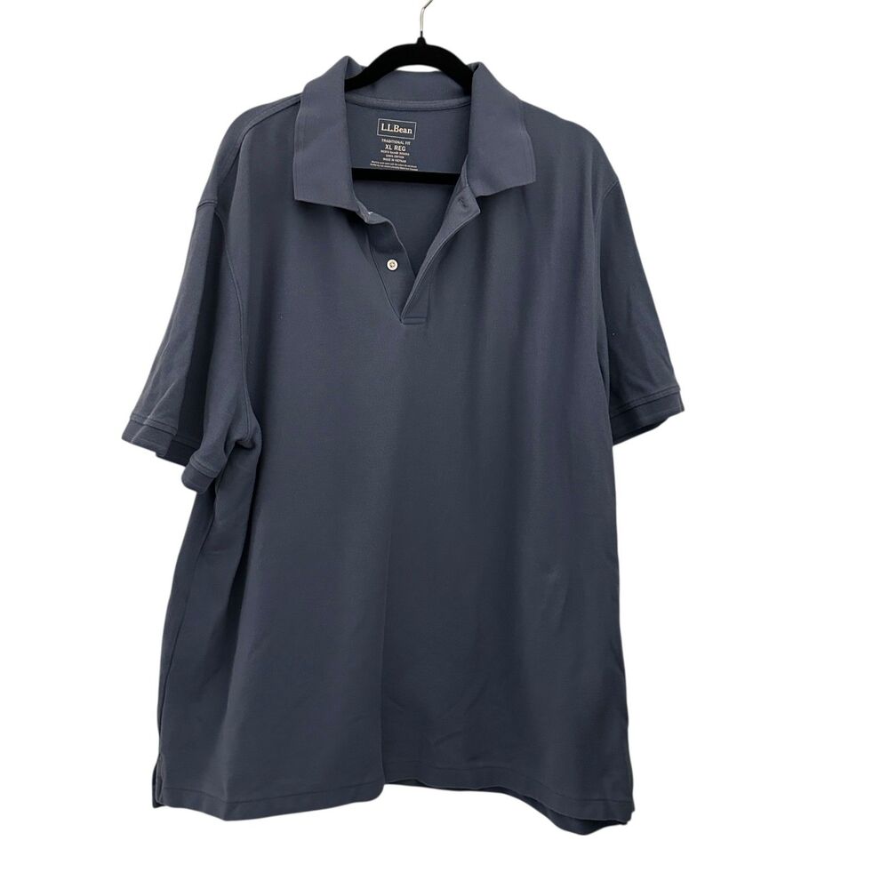 L.L. Bean Men's Blue Cotton Thick Polo‎ Shirt Traditional Fit Size XL